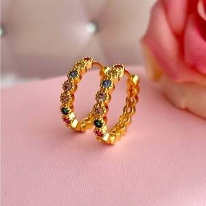 Elegant Gold Multi-Color Hoop Earrings